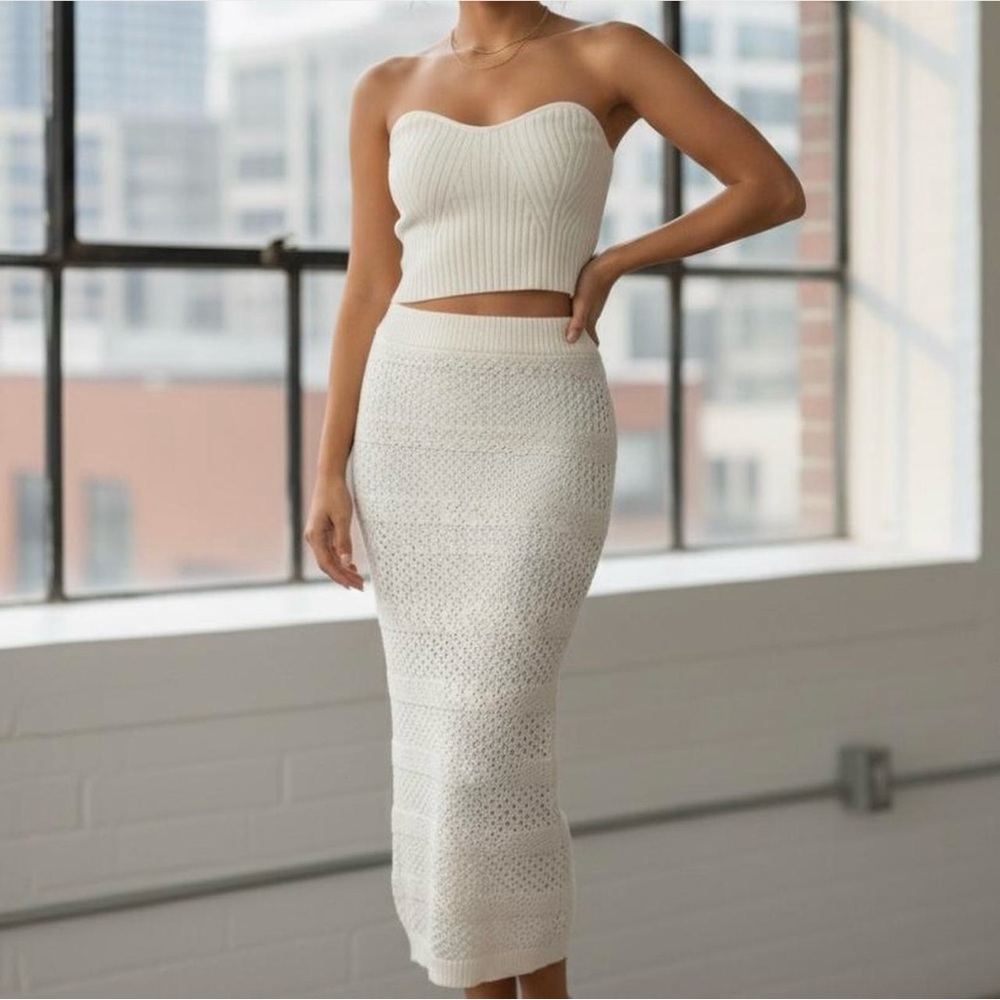Shein and Freshman Cream Knit Pencil Skirt Bundle